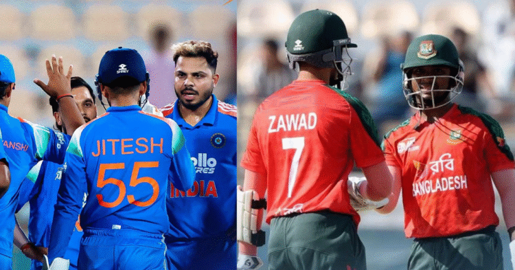 India A vs Bangladesh A Asia Cup Rising Stars 2025 मैच की एक्शन फोटो, दोनों टीमों के खिलाड़ियों के साथ
