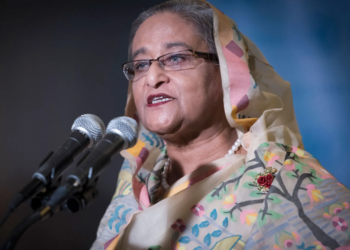 Sheikh Hasina दिल्ली में दिए गए विवादास्पद भाषण की फोटो, जनवरी 2026