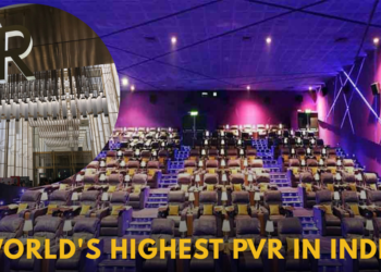 लेह लद्दाख में दुनिया का सबसे ऊंचा PVR INOX मल्टीप्लेक्स का बाहरी हिस्सा, हिमालय की पृष्ठभूमि में | World's Highest PVR in India