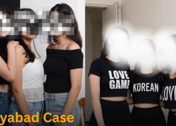 तीन युवा लड़कियाँ एक साथ खड़ी हैं – कोरियन कल्चर और K-पॉप प्रभाव से प्रेरित टीनएजर्स का प्रतीकात्मक चित्र