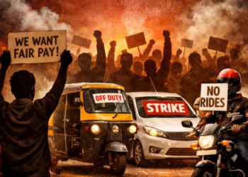 Ola Uber Strike 2026 में ड्राइवरों का राष्ट्रव्यापी प्रदर्शन, न्यूनतम किराया और न्याय की मांग करते हुए प्लेकार्ड लिए गुस्साए ड्राइवर