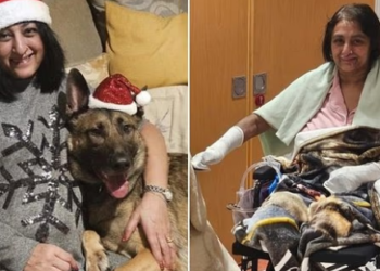 ब्रिटेन की मनजीत संघा कुत्ते के साथ खेलते हुए पहले की तस्वीर, dog lick sepsis की वजह से 4 अंग गंवाने वाली महिला