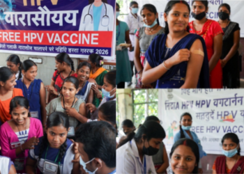 भारत में फ्री HPV Vaccination अभियान 2026 – 14 साल की लड़कियों को वैक्सीन लगाते हुए, सर्वाइकल कैंसर से बचाव