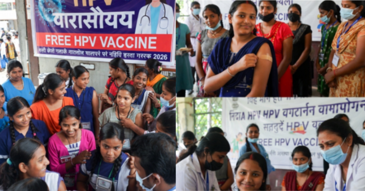 भारत में फ्री HPV Vaccination अभियान 2026 – 14 साल की लड़कियों को वैक्सीन लगाते हुए, सर्वाइकल कैंसर से बचाव