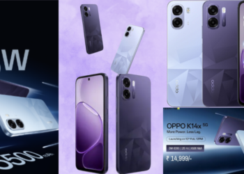 Oppo K14x 5G बजट 5G फोन दोनों कलर्स में फुल व्यू, 120Hz डिस्प्ले और AI कैमरा फीचर्स के साथ