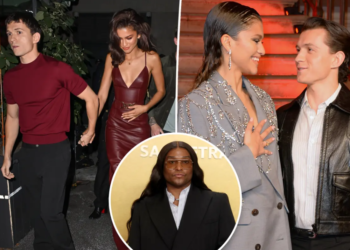 लॉ रोच और Zendaya and Tom Holland की कंपोजिट इमेज, 2026 में "The wedding has already happened" क्लेम वाली न्यूज फोटो