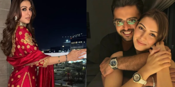 Hansika Motwani और सोहेल खटूरिया की रोमांटिक जोड़ी की फोटो, लाल साड़ी और कुर्ते में दोनों एक-दूसरे को देखकर हंसते हुए, शादी से पहले की खुशहाल तस्वीर