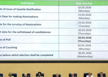 चुनाव आयोग द्वारा दिखाया गया शेड्यूल टेबल: West Bengal Election Dates 2026 की महत्वपूर्ण तारीखें।