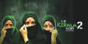 Goes Beyond की ऑफिशियल मूवी पोस्टर, जिसमें महिलाओं के चेहरे पर डर और गुस्सा दिख रहा है – The Kerala Story 2 2026 रिलीज