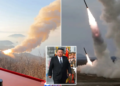 North Korean ballistic missiles पूर्वी समुद्र की ओर लॉन्च होती हुई, अप्रैल 2026 में वोंसान क्षेत्र से KCNA फोटो
