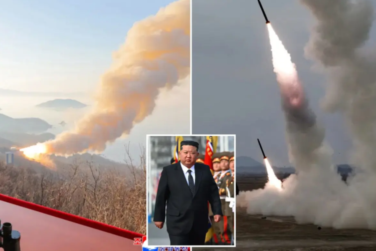 North Korean ballistic missiles पूर्वी समुद्र की ओर लॉन्च होती हुई, अप्रैल 2026 में वोंसान क्षेत्र से KCNA फोटो