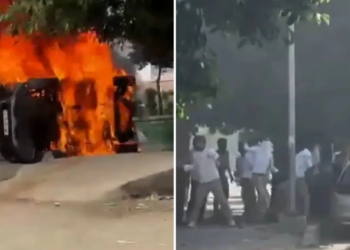 Noida Protests 2026 में पुलिस और प्रदर्शनकारियों के बीच टकराव, पत्थरबाजी और आगजनी का सीन