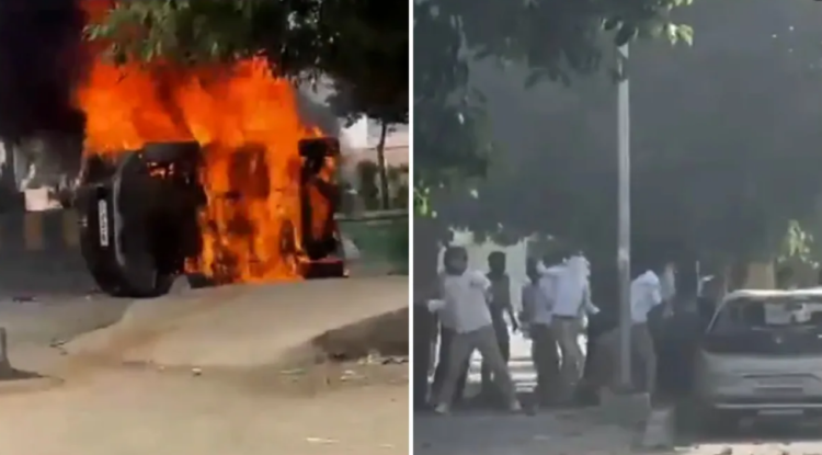 Noida Protests 2026 में पुलिस और प्रदर्शनकारियों के बीच टकराव, पत्थरबाजी और आगजनी का सीन
