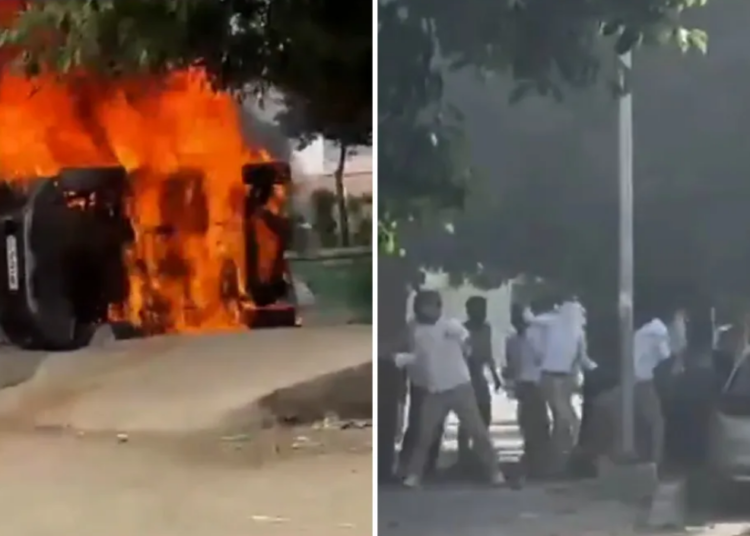 Noida Protests 2026 में पुलिस और प्रदर्शनकारियों के बीच टकराव, पत्थरबाजी और आगजनी का सीन