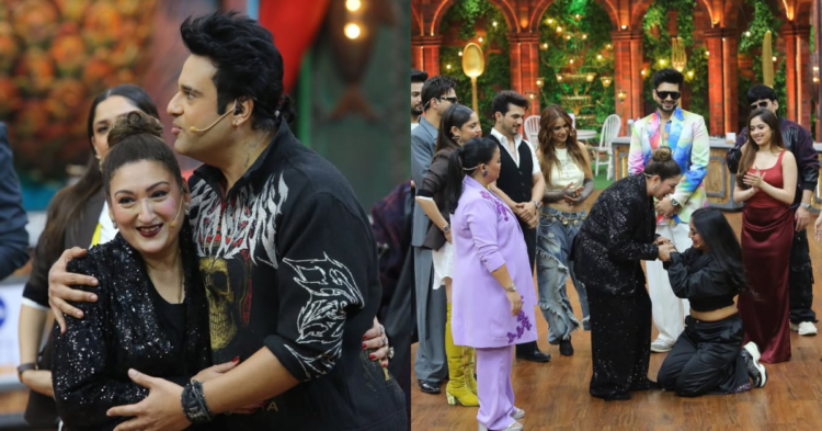 कश्मीरा शाह Sunita Ahuja के पैर पकड़कर रोते हुए माफी मांगती हुई, Laughter Chefs 3 इमोशनल रीयूनियन, सुनीता आहूजा 2026